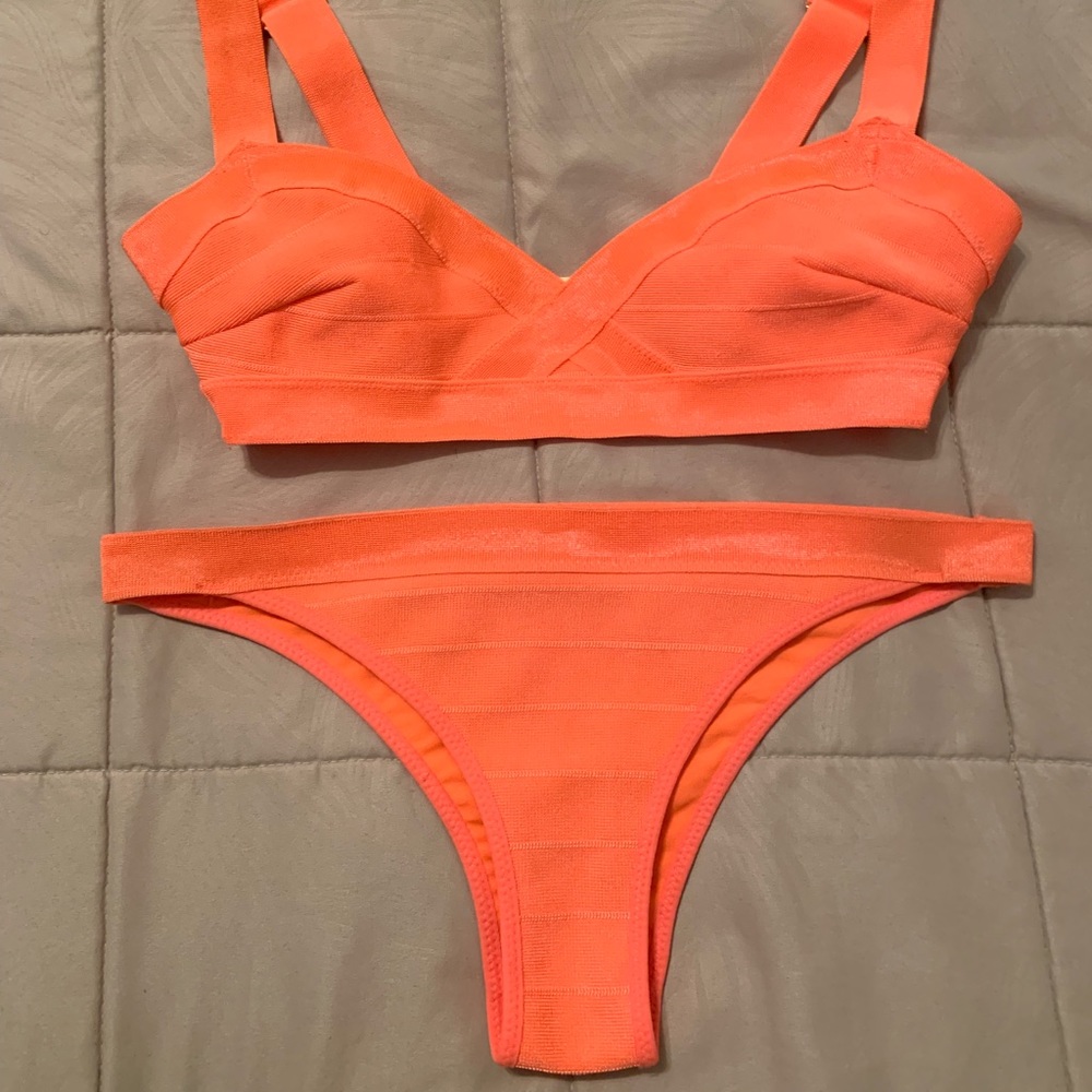 H&M Neon Orange Bandage Bikini Swimsuit